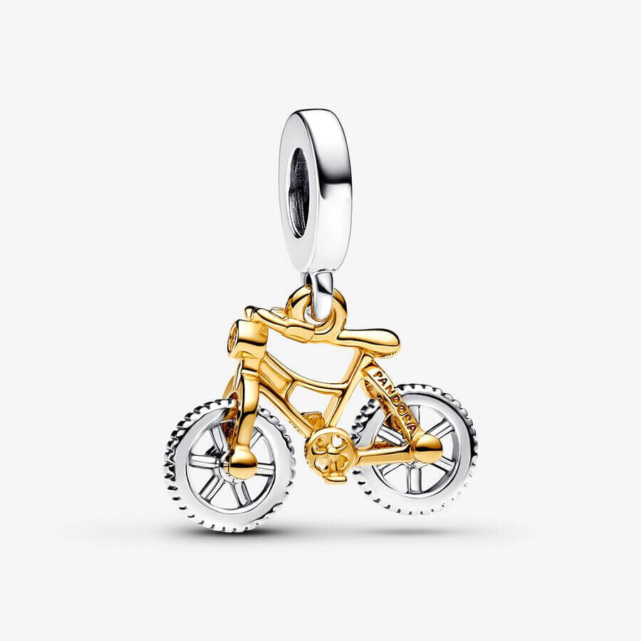 

Шарм-подвеска Pandora Moments Two-tone Spinning Wheels Bicycle, серебро/золото/прозрачный