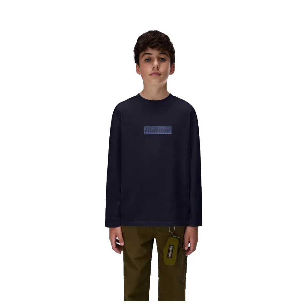 Детская футболка с длинным рукавом New Box Logo Napapijri, Blue