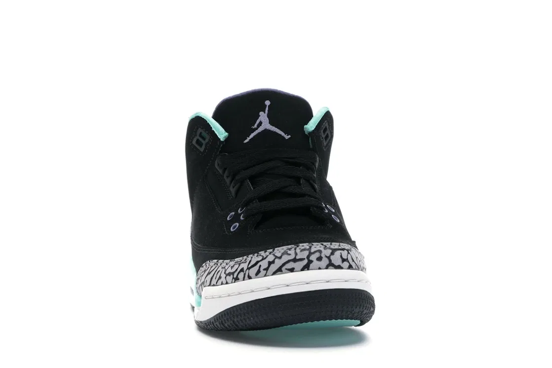 Детские кроссовки с длинным шнурованием Jordan 3 Retro Jordan, Black/Iron Purple-Blchd Trq-Wolf Grey — фото 2