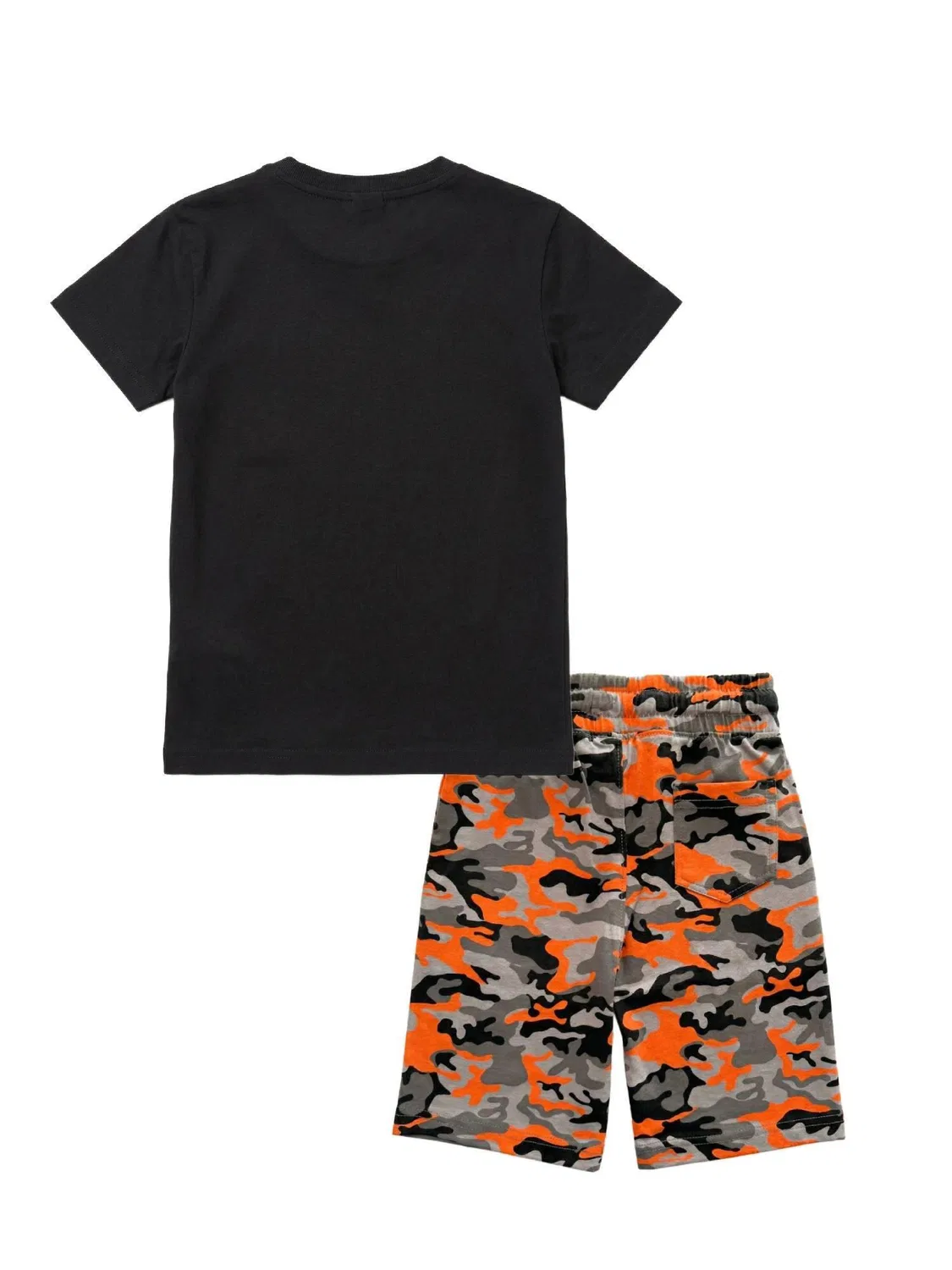 Детский комплект из футболки и бермуд с неоновыми деталями Leone 1947 Apparel, Schwarz / Orange — фото 2