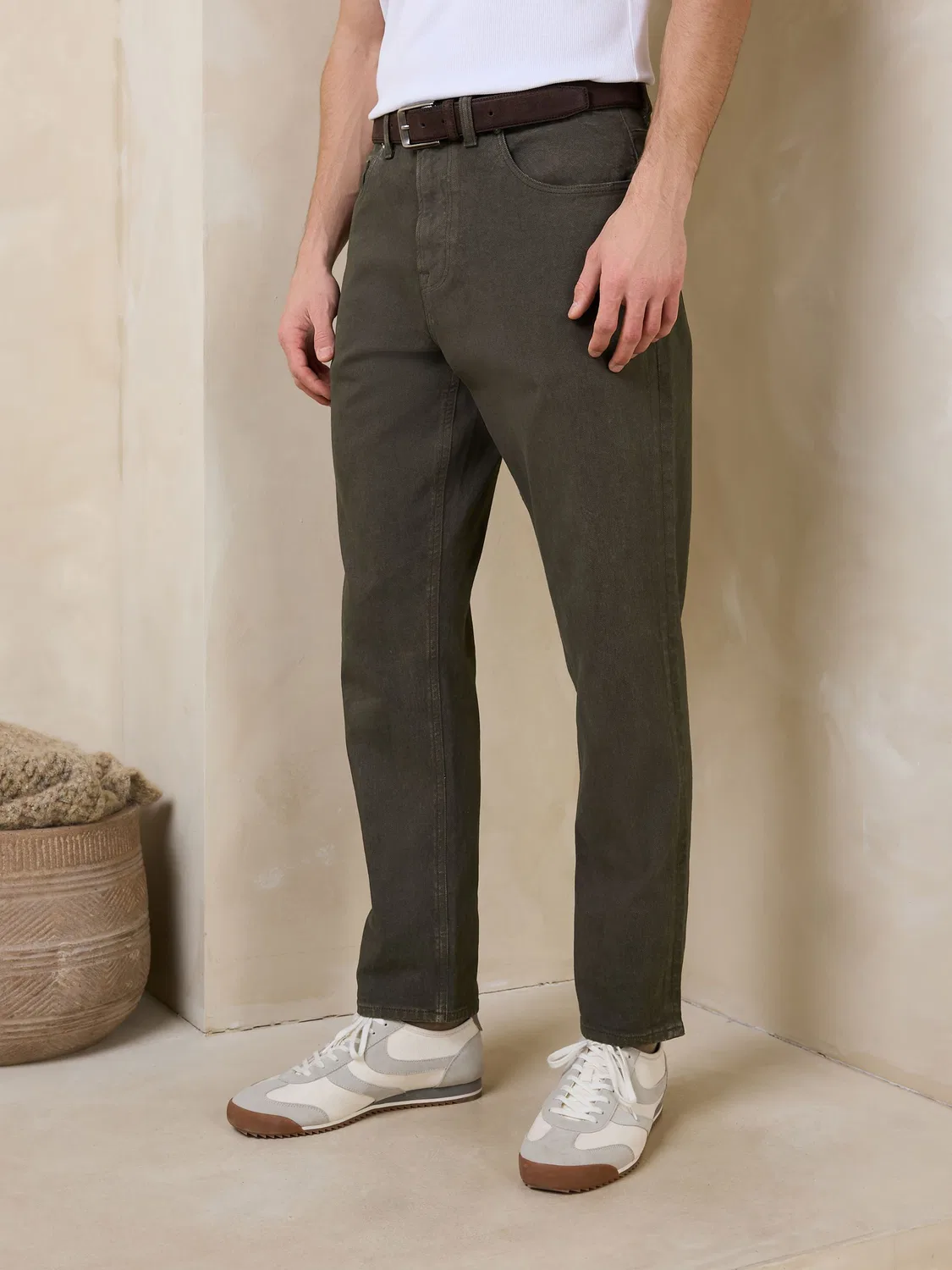 Джинсы Slim Fit с ремнем Khaki Green Next