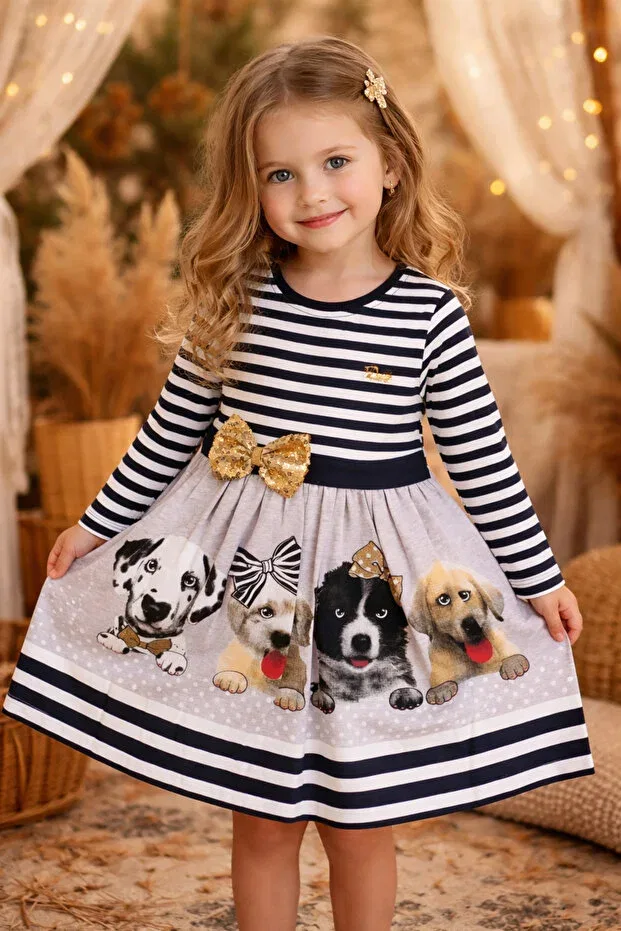 Детское платье для девочек с длинным рукавом Esmababykids, Gray — фото 3