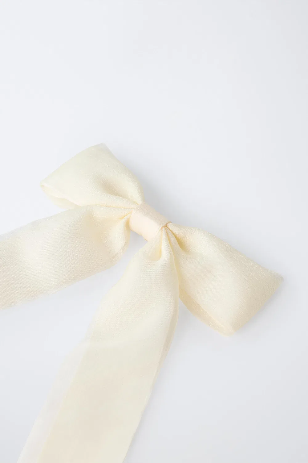 Заколка для волос в виде бантика из органзы ZARA, White — фото 2