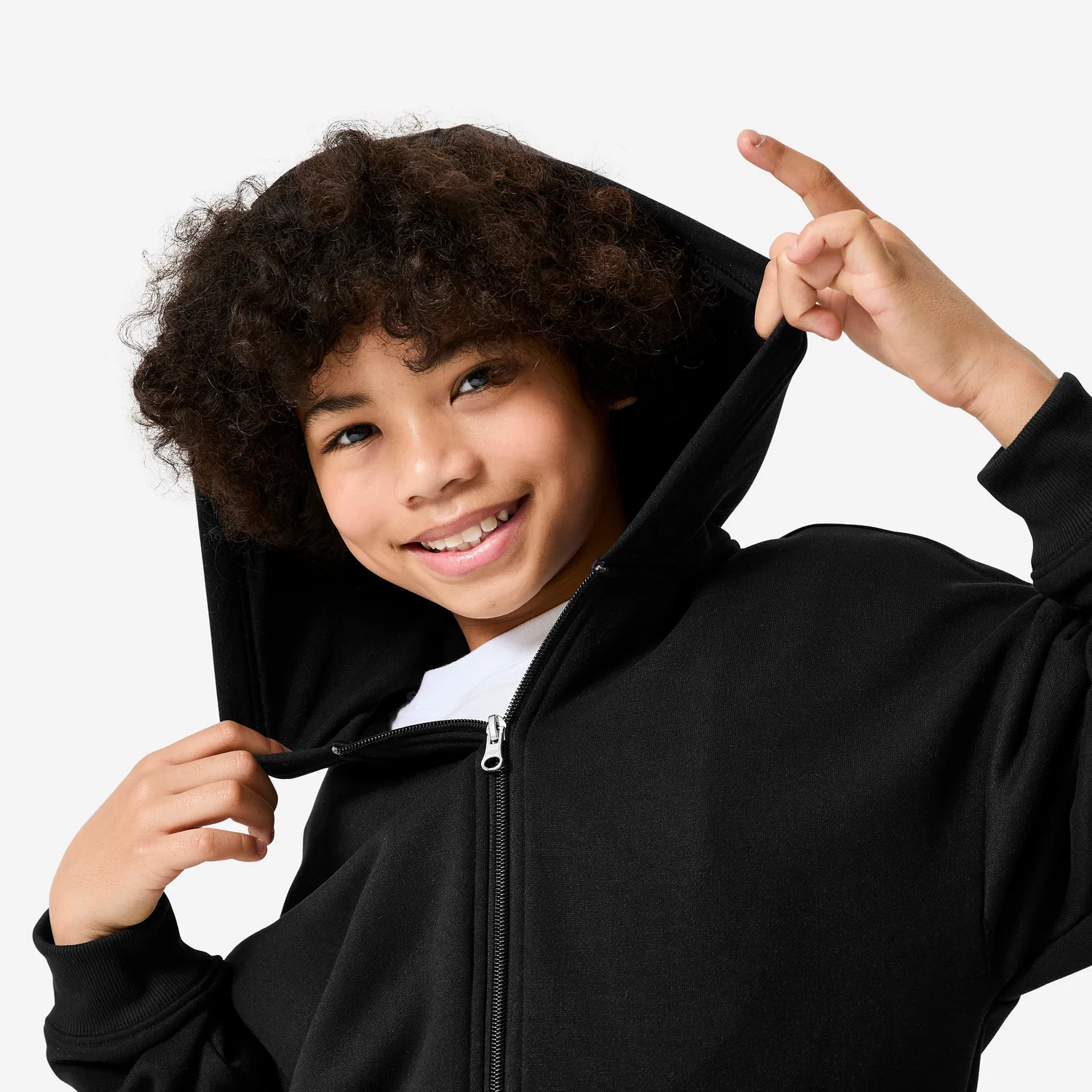 Детское худи свободного кроя Decathlon, Черный — фото 3