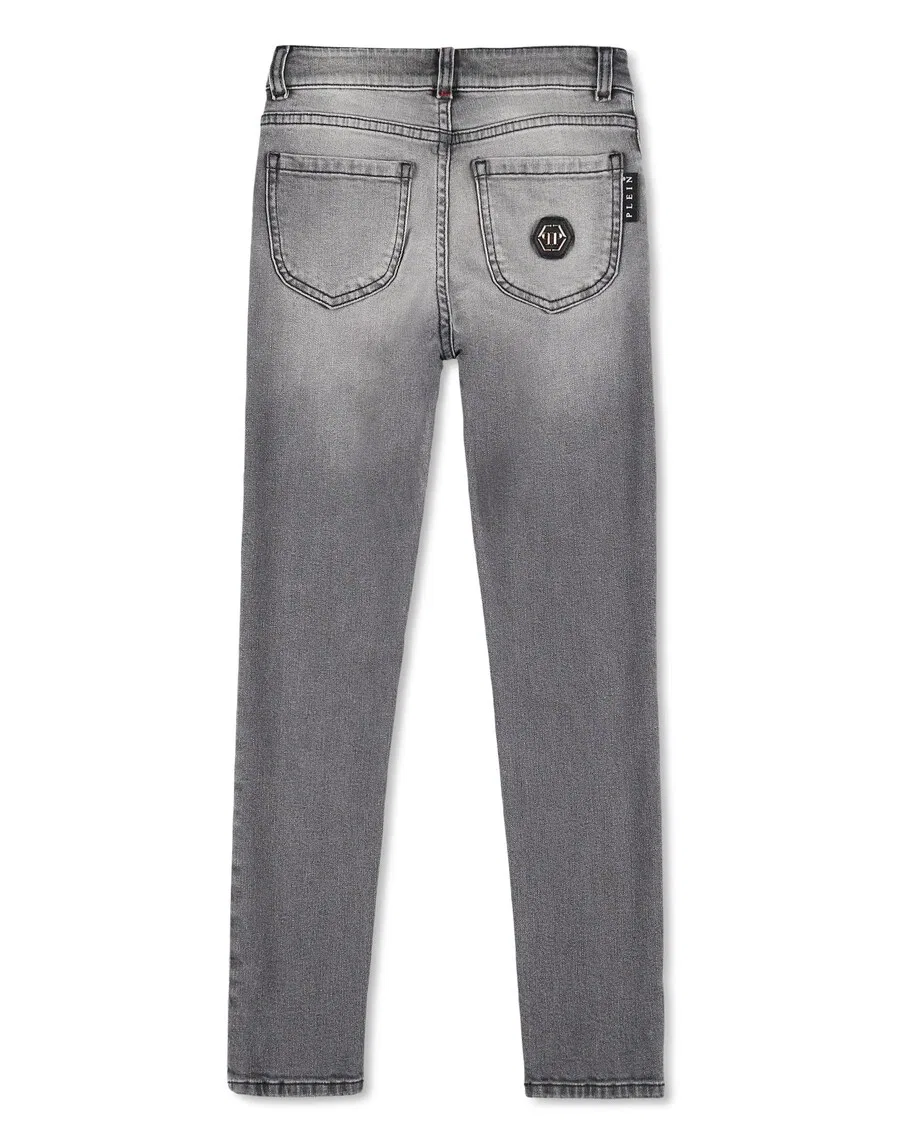 Джинсы Philipp Plein Slim fit 'Hexagon' из серого денима — фото 2