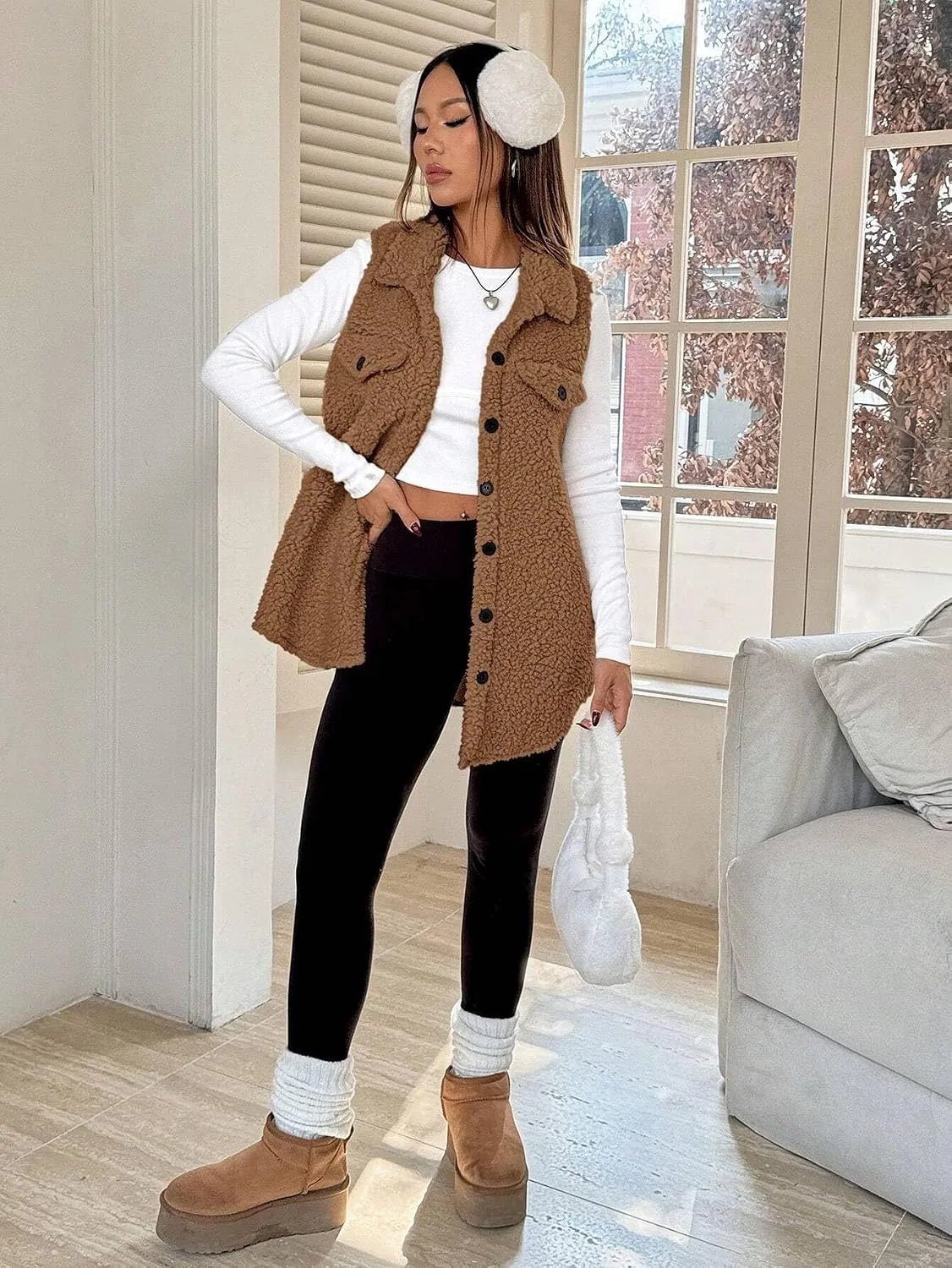 Женское повседневное платье-рубашка из фланели, Camel — фото 4