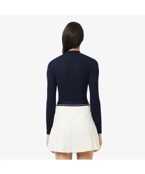 Свитер женский Lacoste 166, из мериносовой шерсти, классический крой, серый — фото 3