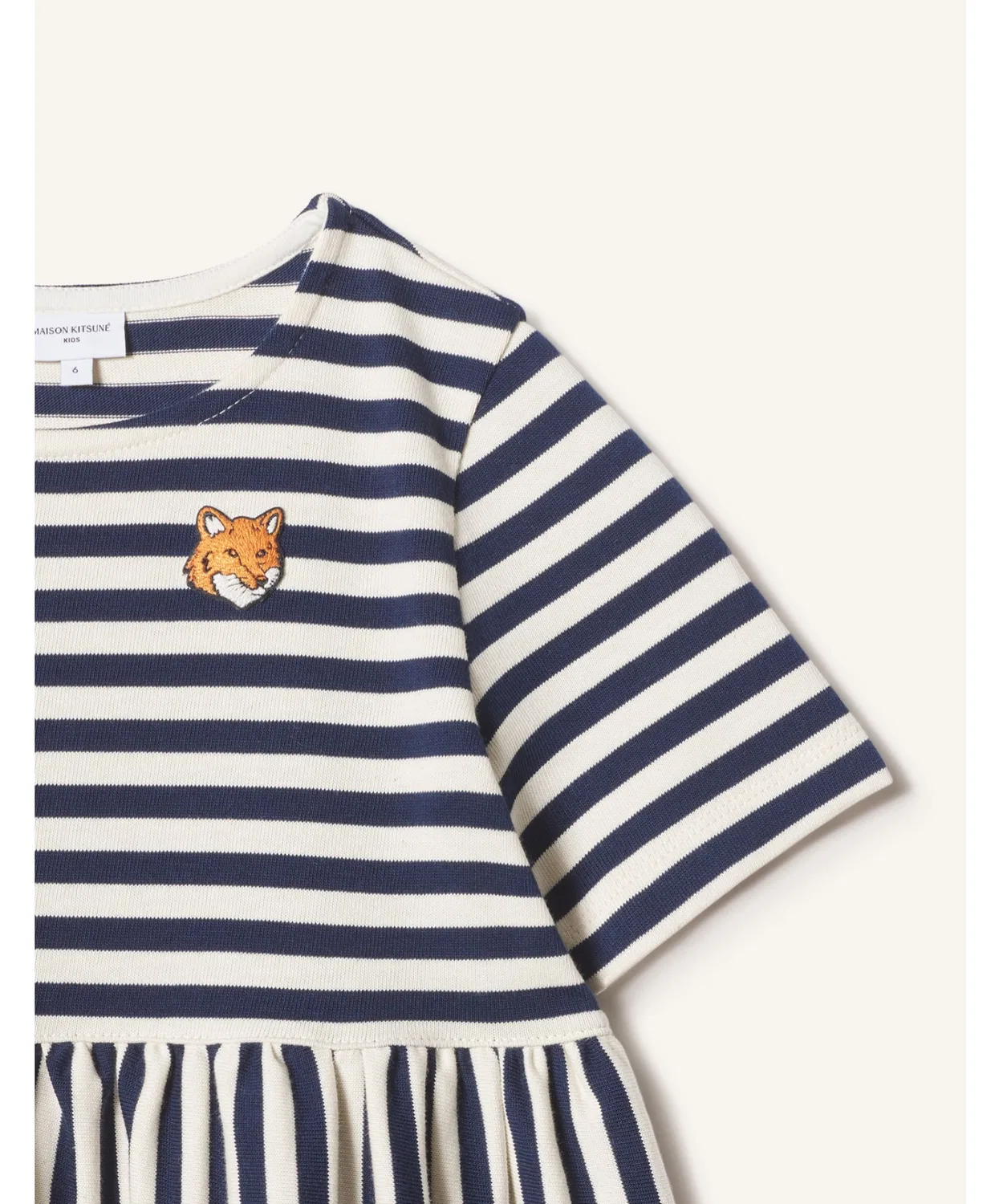Детское платье для девочек с длинным рукавомполо Maison Kitsune, White/Navy — фото 4