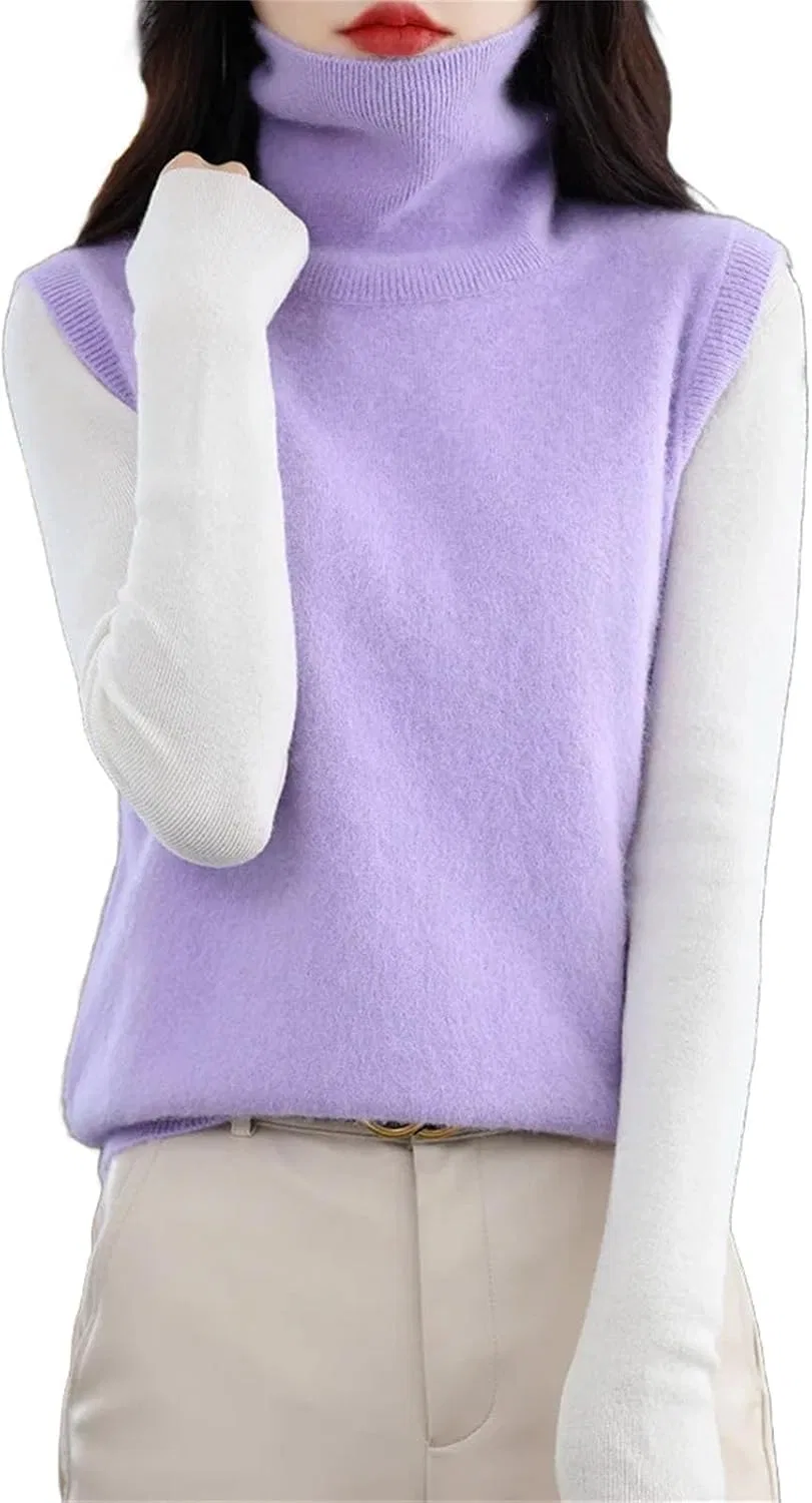 Женский жилет из кашемира с высоким воротом, Xunyi Purple