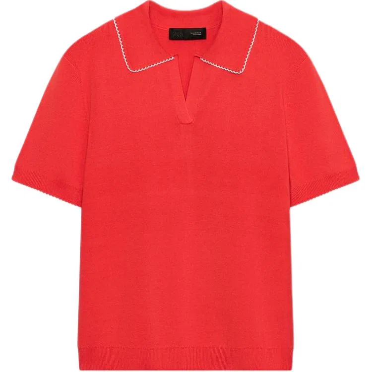 Женское поло с коротким рукавом Red/Coral ZARA, Red/Coral