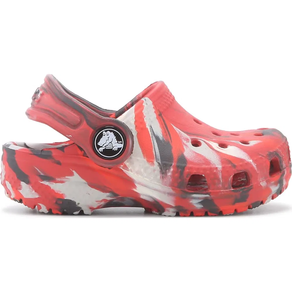 Детские классические сабо с мраморным рисунком для малышей Crocs, Red/Black Marble — фото 2