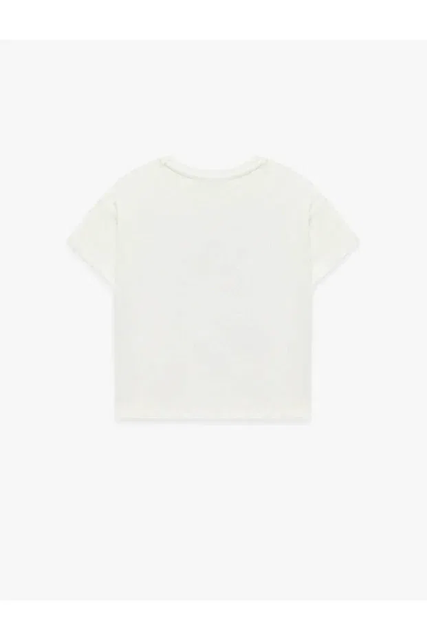 Детская футболка для девочек с принтом Cat printed ecru baby girl t-shirt Koton, Ecru — фото 4