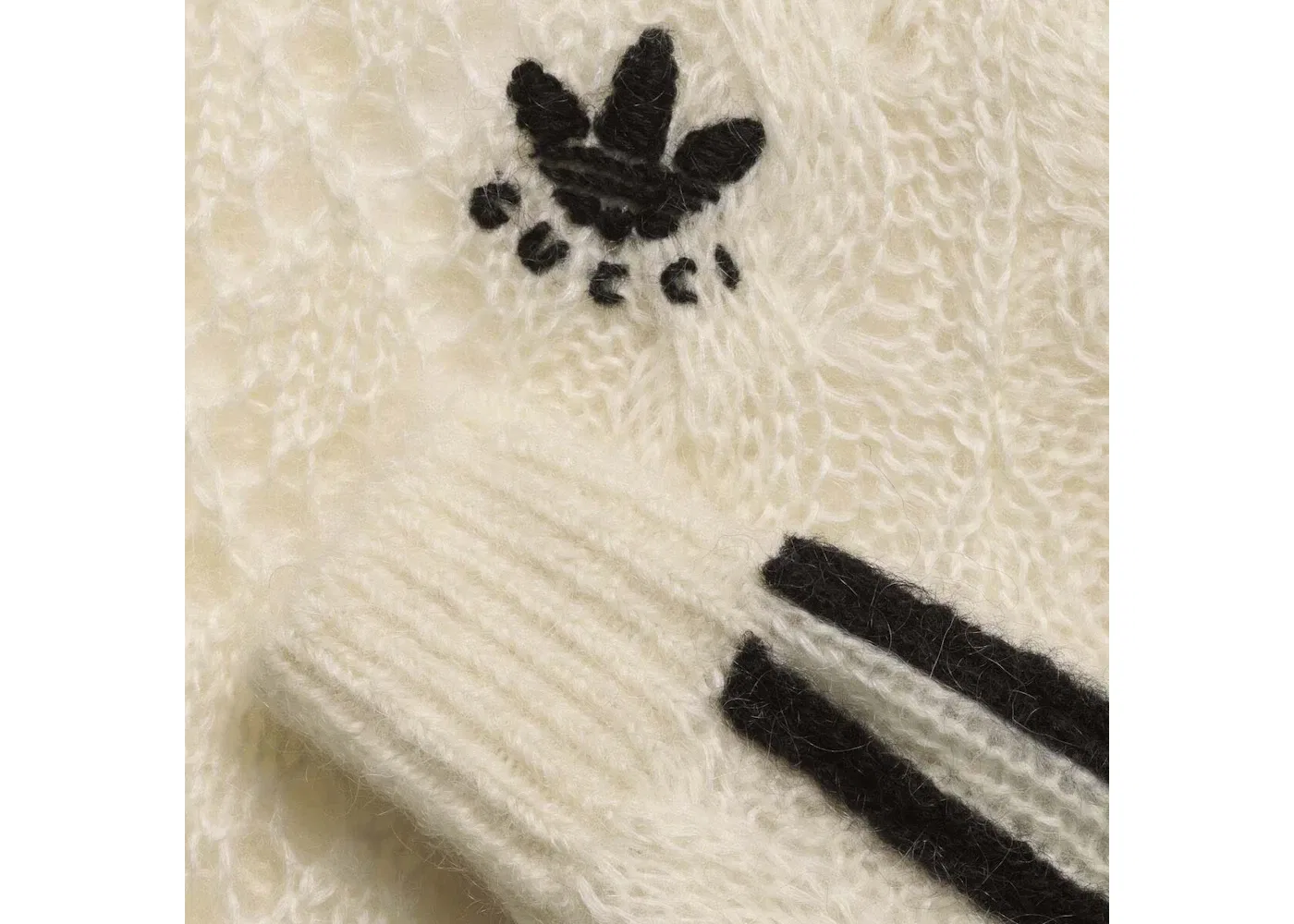 Женский свитер из мохера Gucci x Adidas Mohair Knit Sweater, Ivory — фото 2