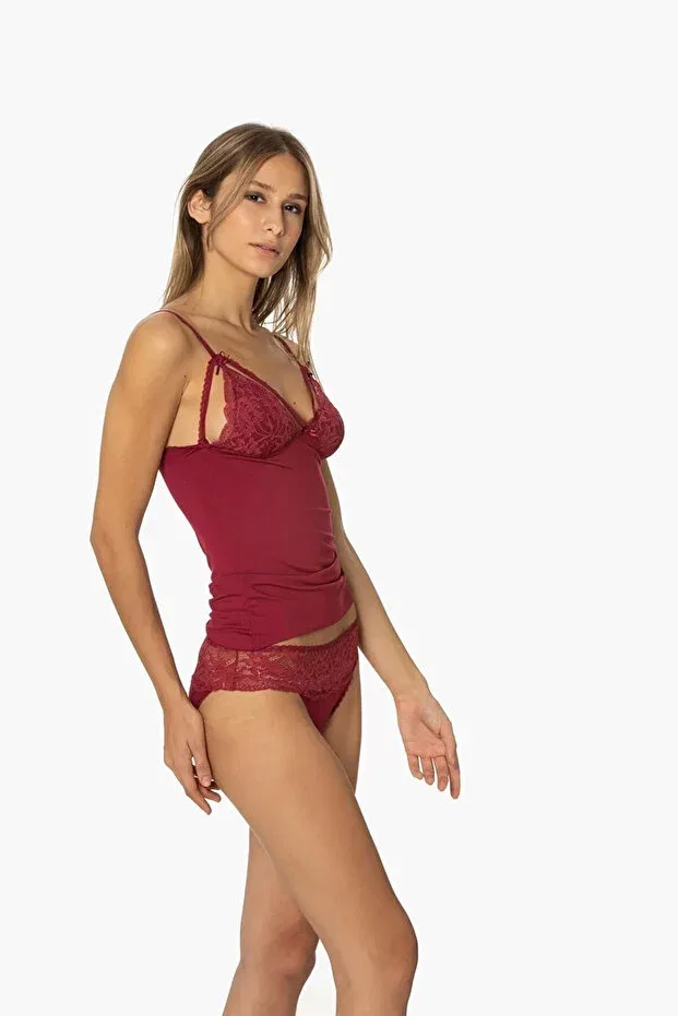Детский комплект трусиков-слипов для девочек с кружевом Ang Butik, Burgundy — фото 2
