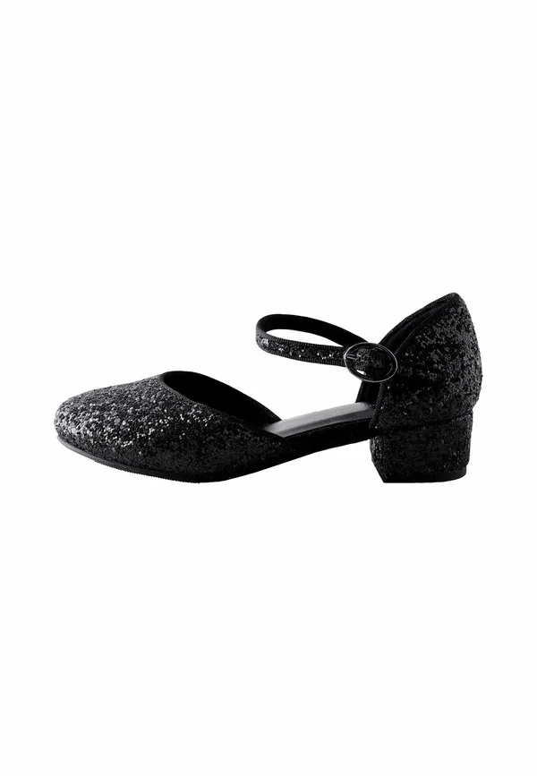 Балетки с ремешком на щиколотке, полиэстер, Ankle strap ballet pumps Next Glitter, черный