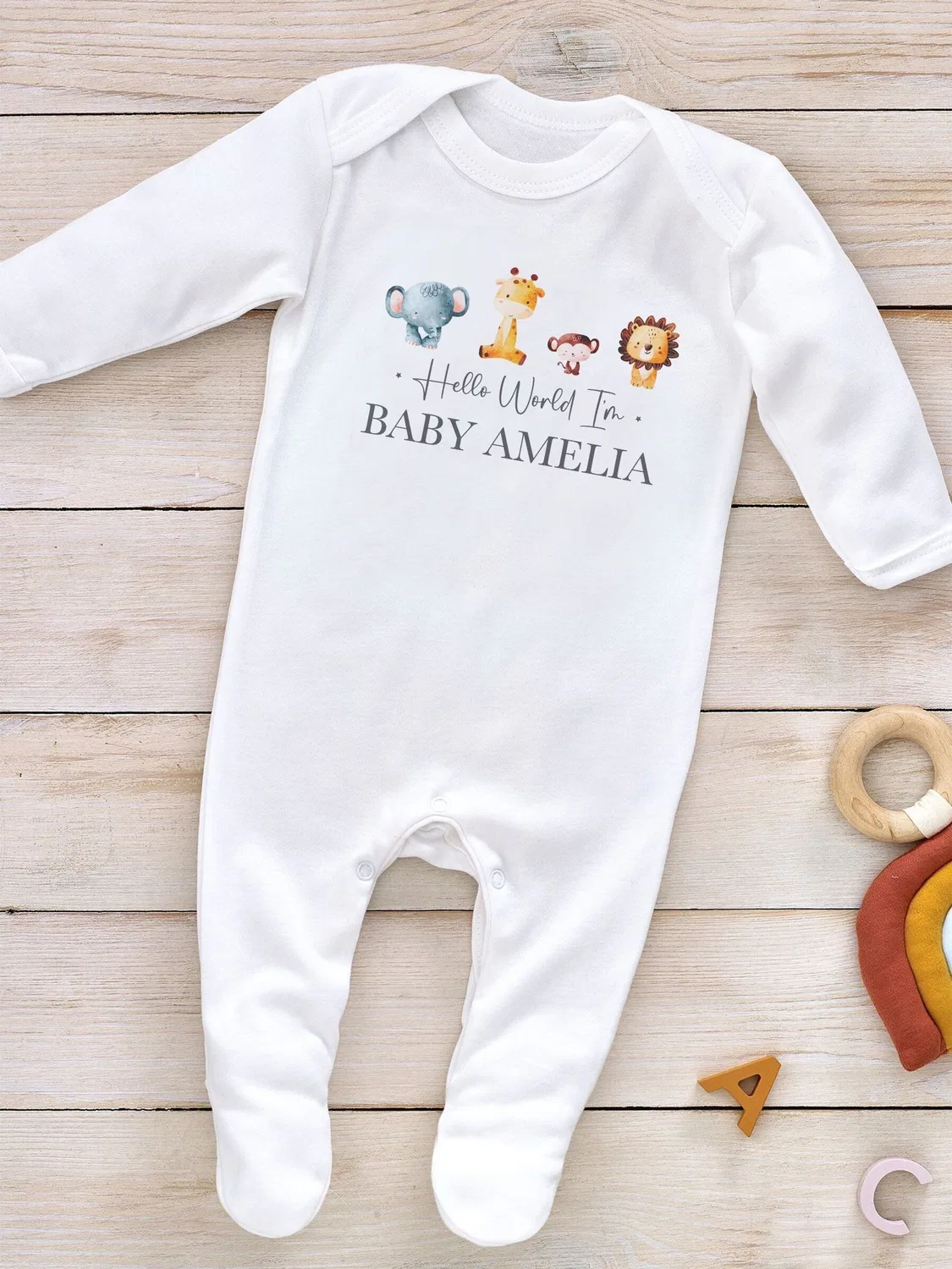Боди-пижама для новорожденных, Animal Little Years, белый — фото 3