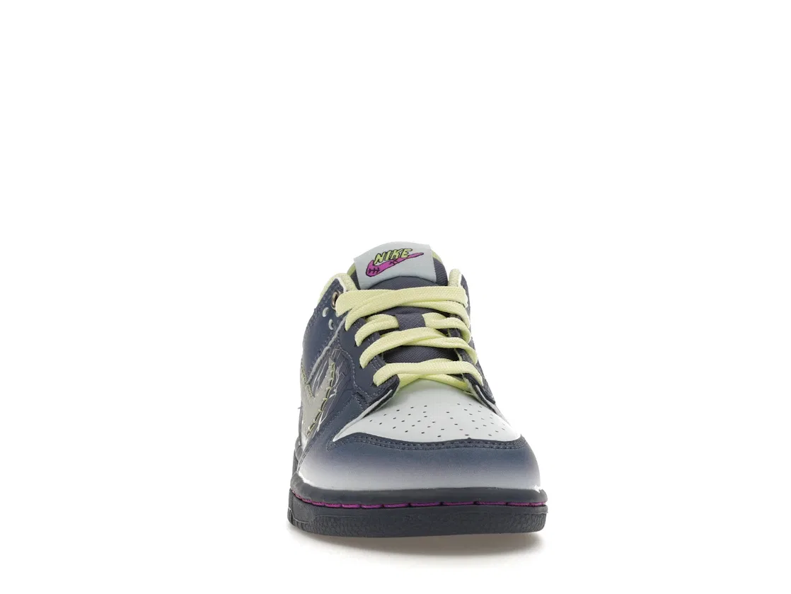 Детские кроссовки Nike Dunk Low Halloween I Am Fearless, Diffused Blue/Blue Tint/Luminous Green/Fuchsia Dream/Reflective Silver — фото 2