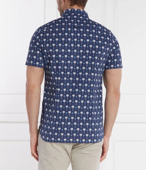 Мужская рубашка с коротким рукавом с принтом Mini Palm Tommy Hilfiger, Blu Marino — фото 4
