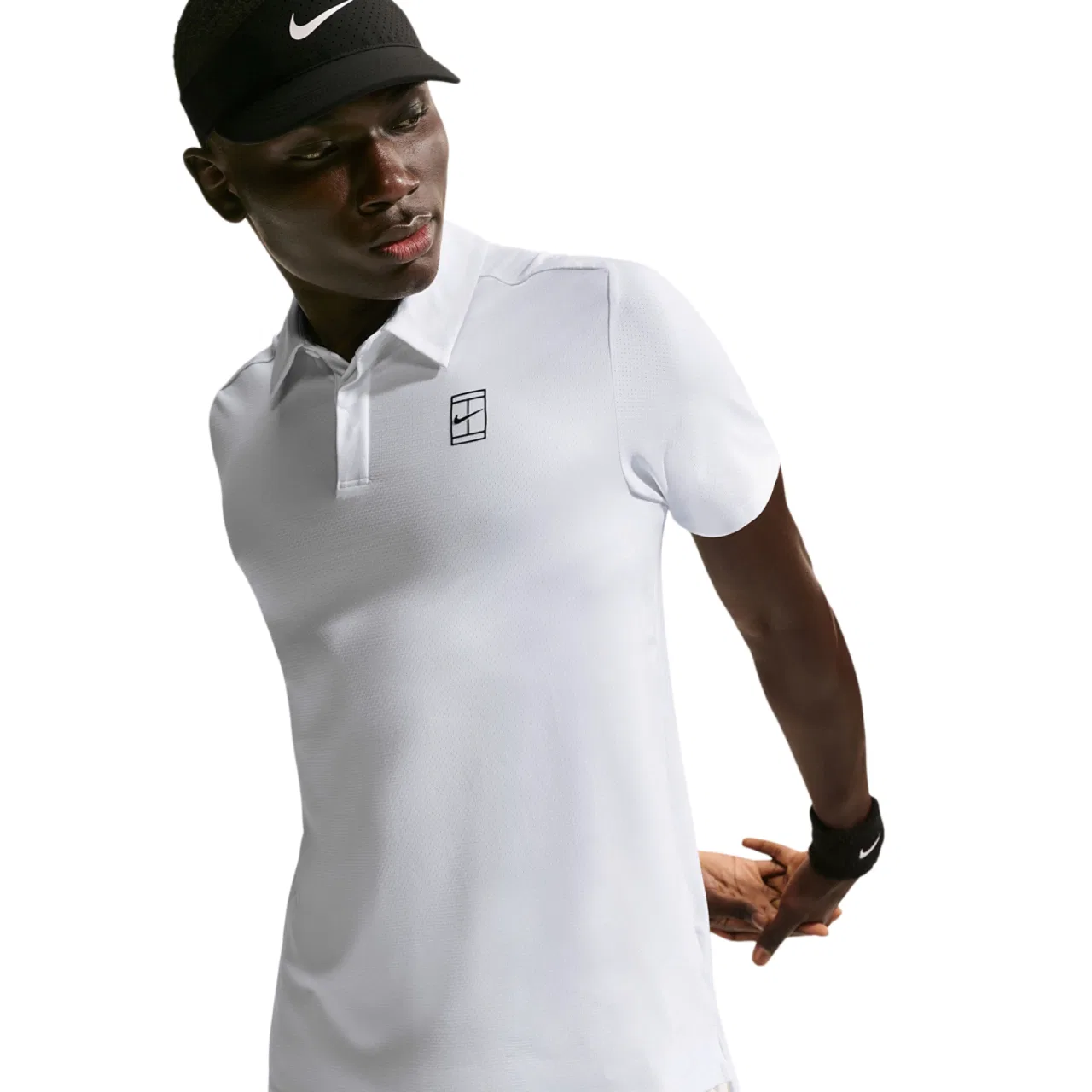 Мужское поло для тенниса NikeCourt Dri-FIT Advantage Polo, белый/черный — фото 3