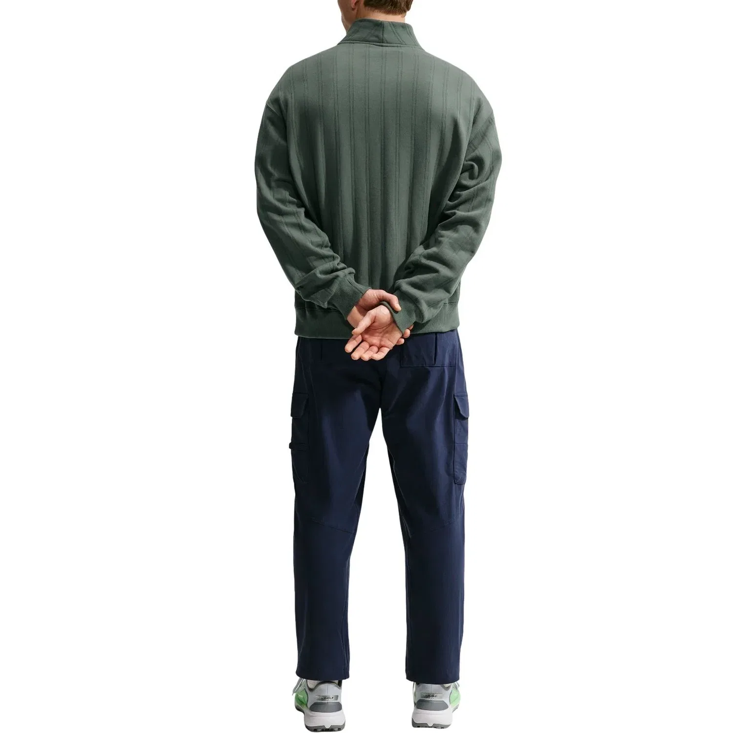Мужская футболка для гольфа с длинным рукавом Nike Fairway Fresh Therma-FIT Oversized 1 2-Zip, зеленый — фото 3