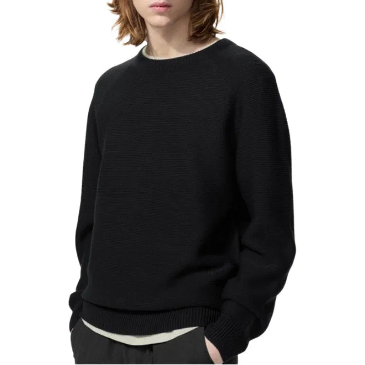 Мужской свитер с круглым вырезом UNIQLO, Черный — фото 3