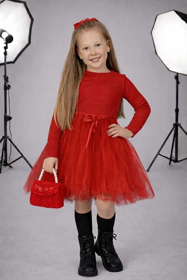 Детское платье для девочек с длинным рукавом Neocotton, Long-Red — фото 2