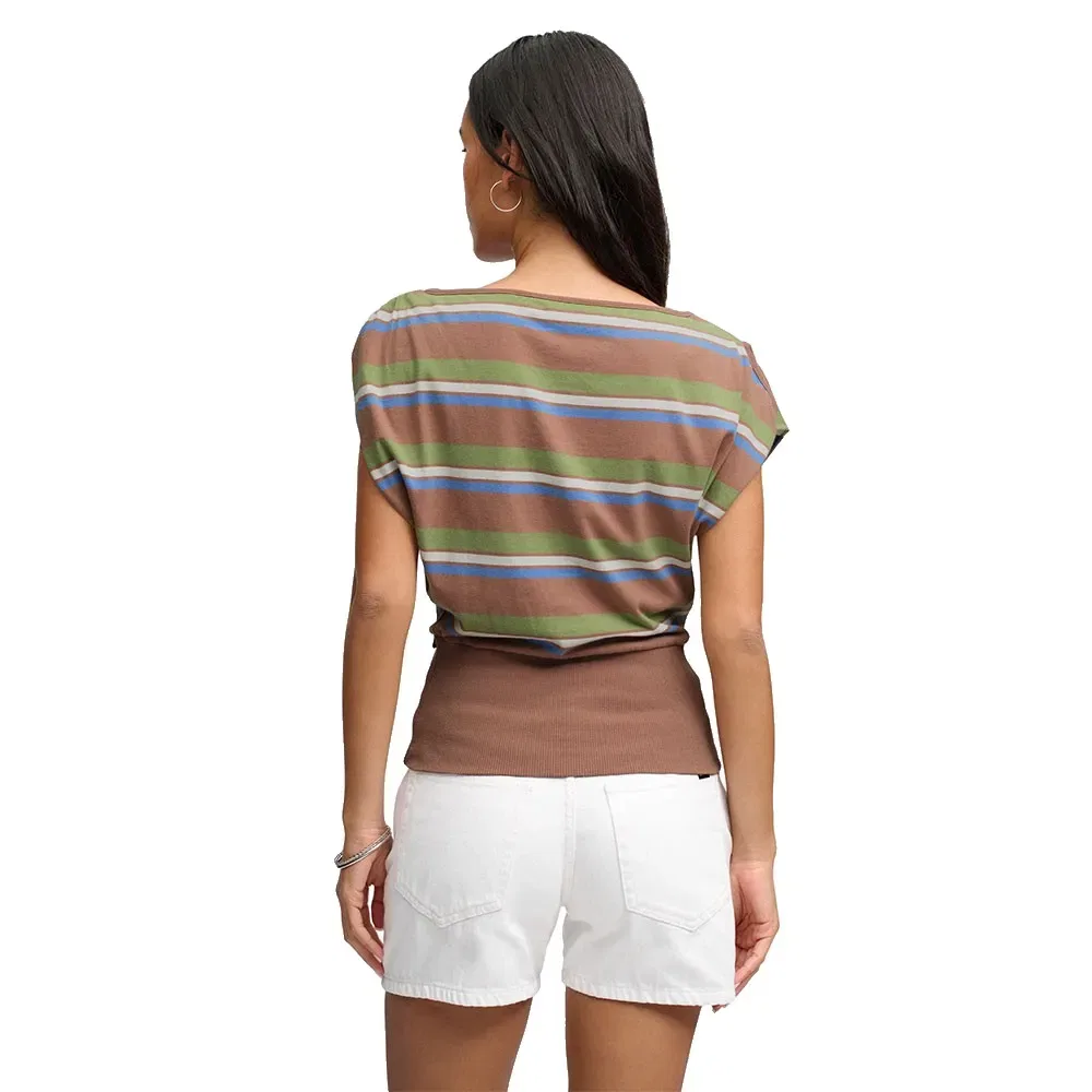 Женская футболка с рукавом-фонарик Deep Rib Stripe Bardot Superdry, Brown — фото 2