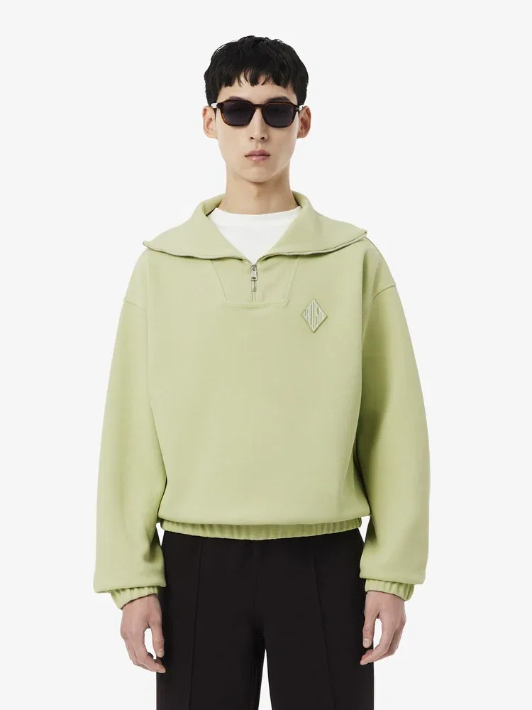 Свитшот с полузастежкой-молнией, Diamond Logo LACOSTE, Olive