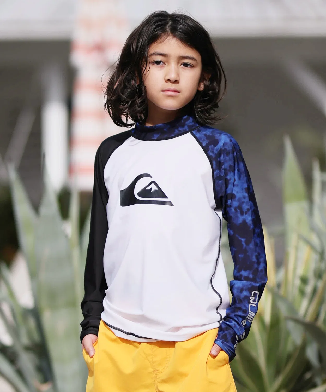 Детский лонгслив с принтом All Time LR Youth Quiksilver, Белый×Черный