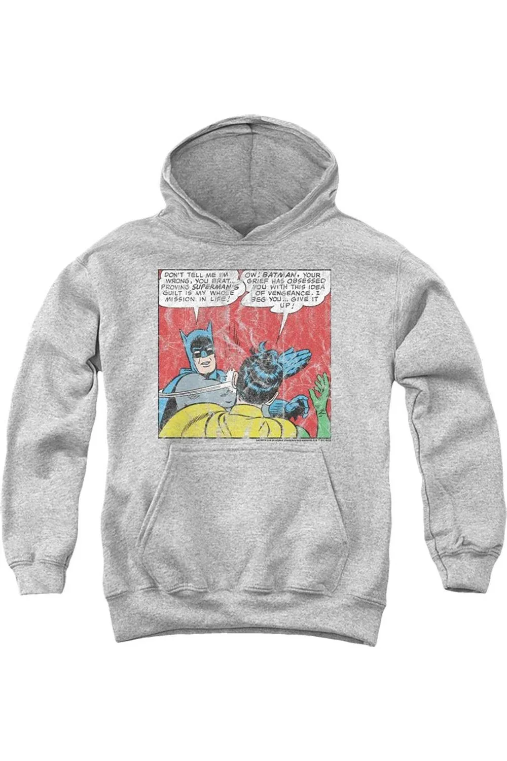 Детское худи с капюшоном с принтом Batman Bat Slap Gildan, Athletic Heather