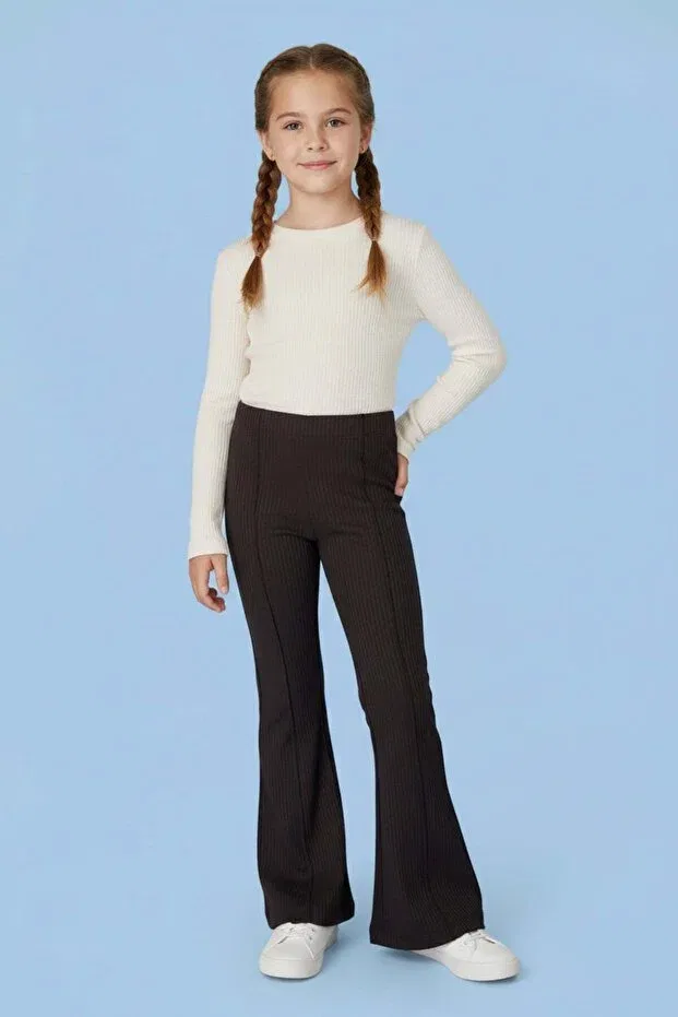 Детские брюки-клеш для девочек вельветовые Fulla Moda, Black