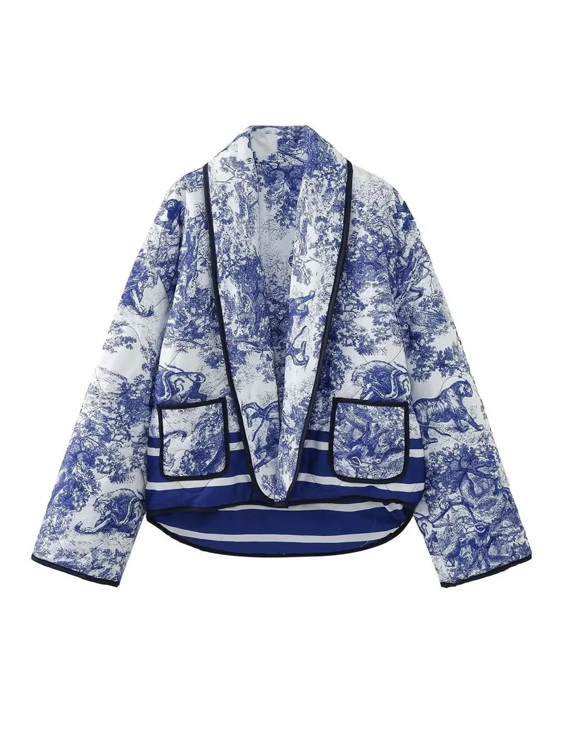 Женская куртка с принтом Vintage Floral Print, 02blue