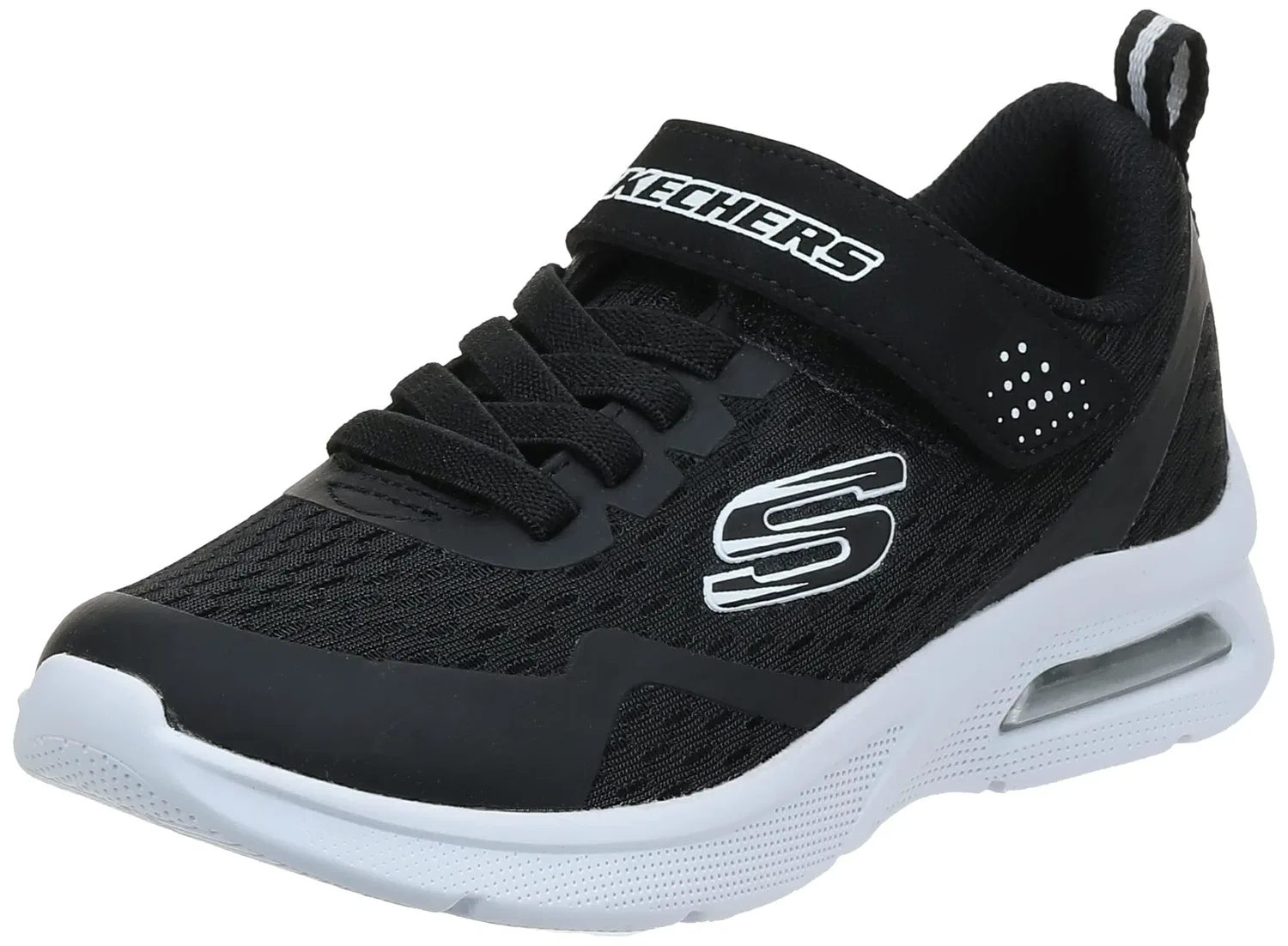 Детские кроссовки для мальчиков с амортизацией Microspec Max Torvix Skechers, Black Textile Black White Trim