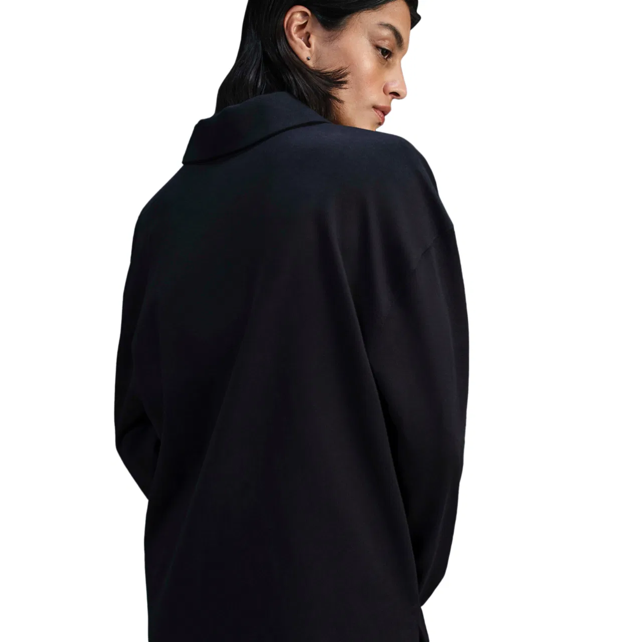 Женское поло Nike NSW Essential Oversize Long Sleeve Polo, цвет Black/Sail — фото 2