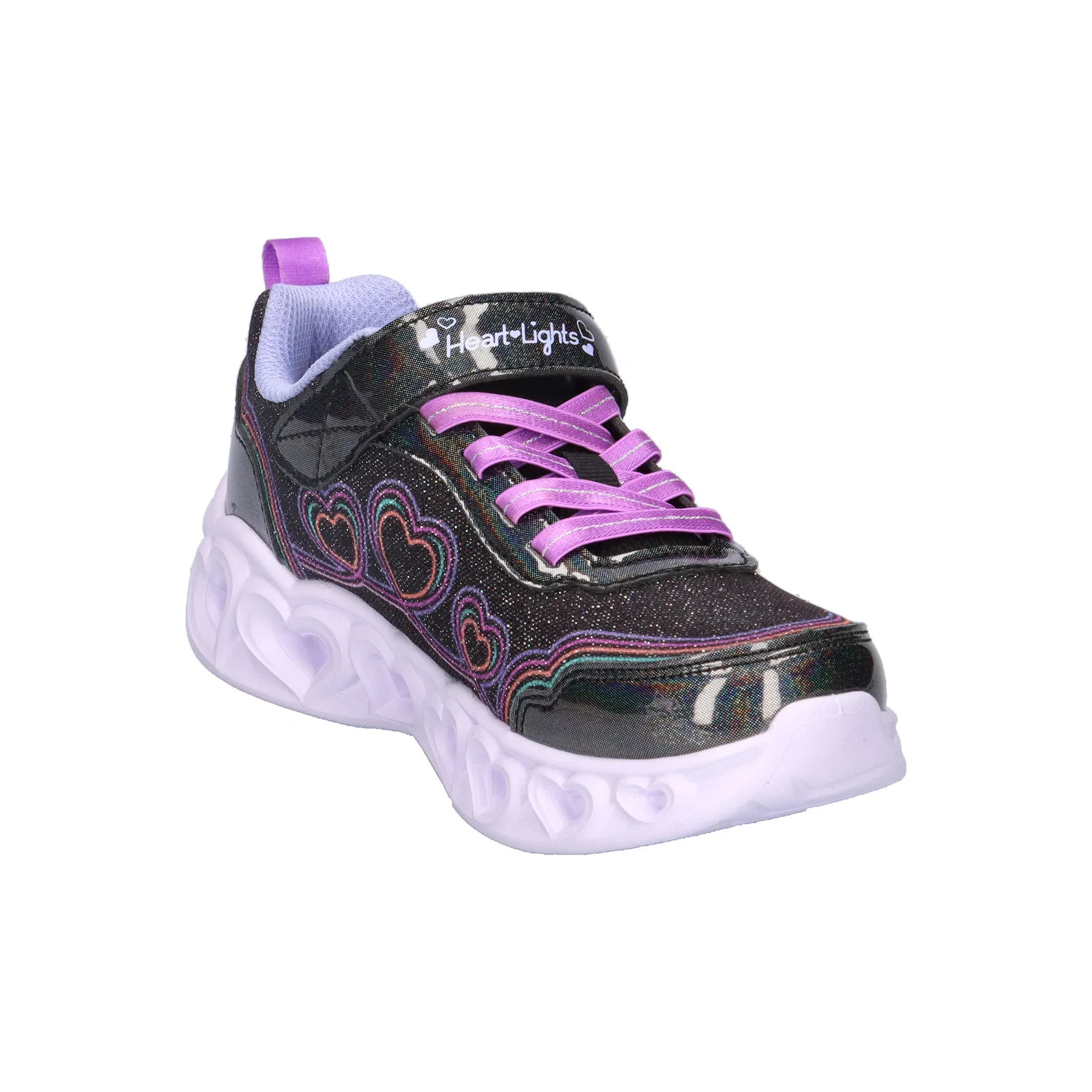 Детские кроссовки для девочек с подсветкой S-Lights Heart Lights-Bubble Love Skechers, Schwarz Rosa Schwarz — фото 2