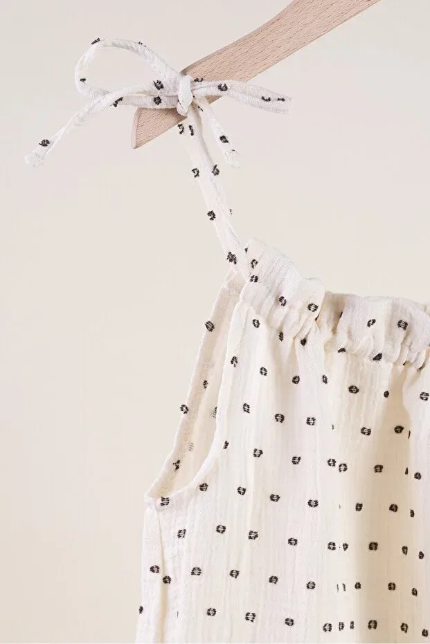 Детское платье для девочек хлопковое Polka dot muslin girl's dress Bondberro, Black Polka Dot — фото 4