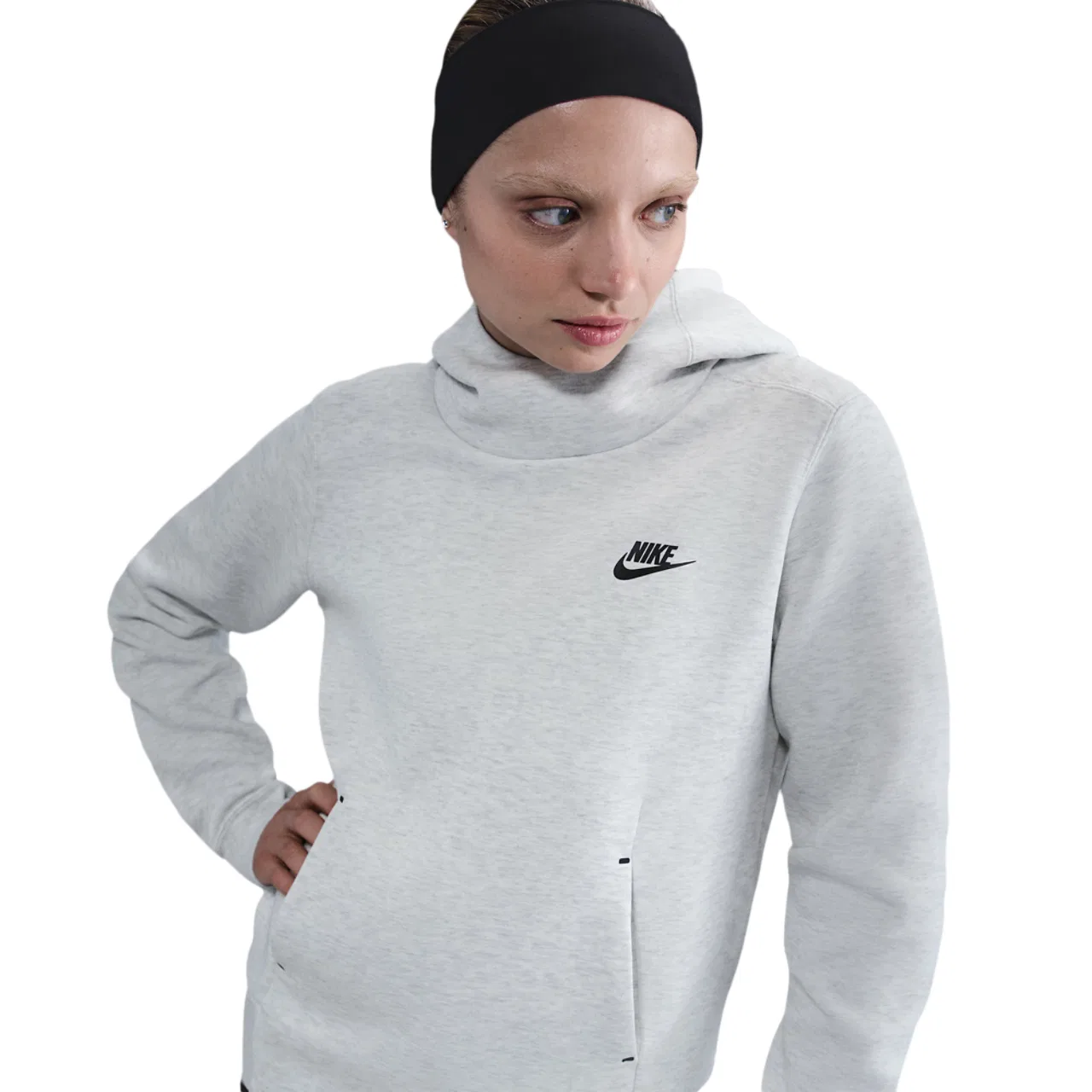 Женское худи Tech Fleece Nike, цвет Light Grey/Heather/Black