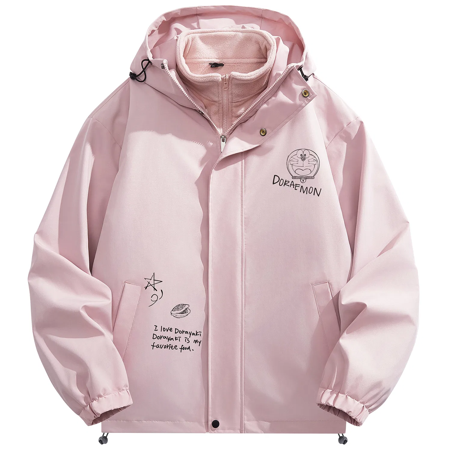 Детское утепленное пальто три-в-одном Doraemon, Light Pink