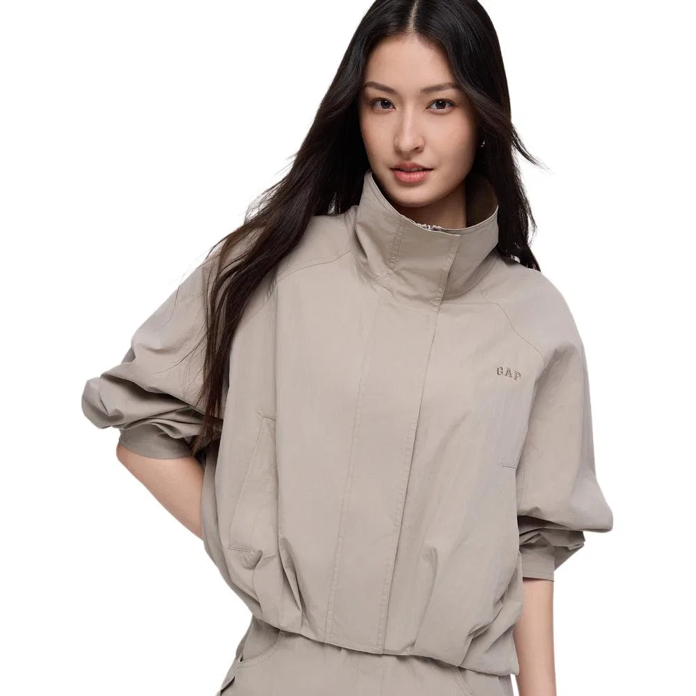 Женская куртка с воротником-стойкой Light Khaki, GAP
