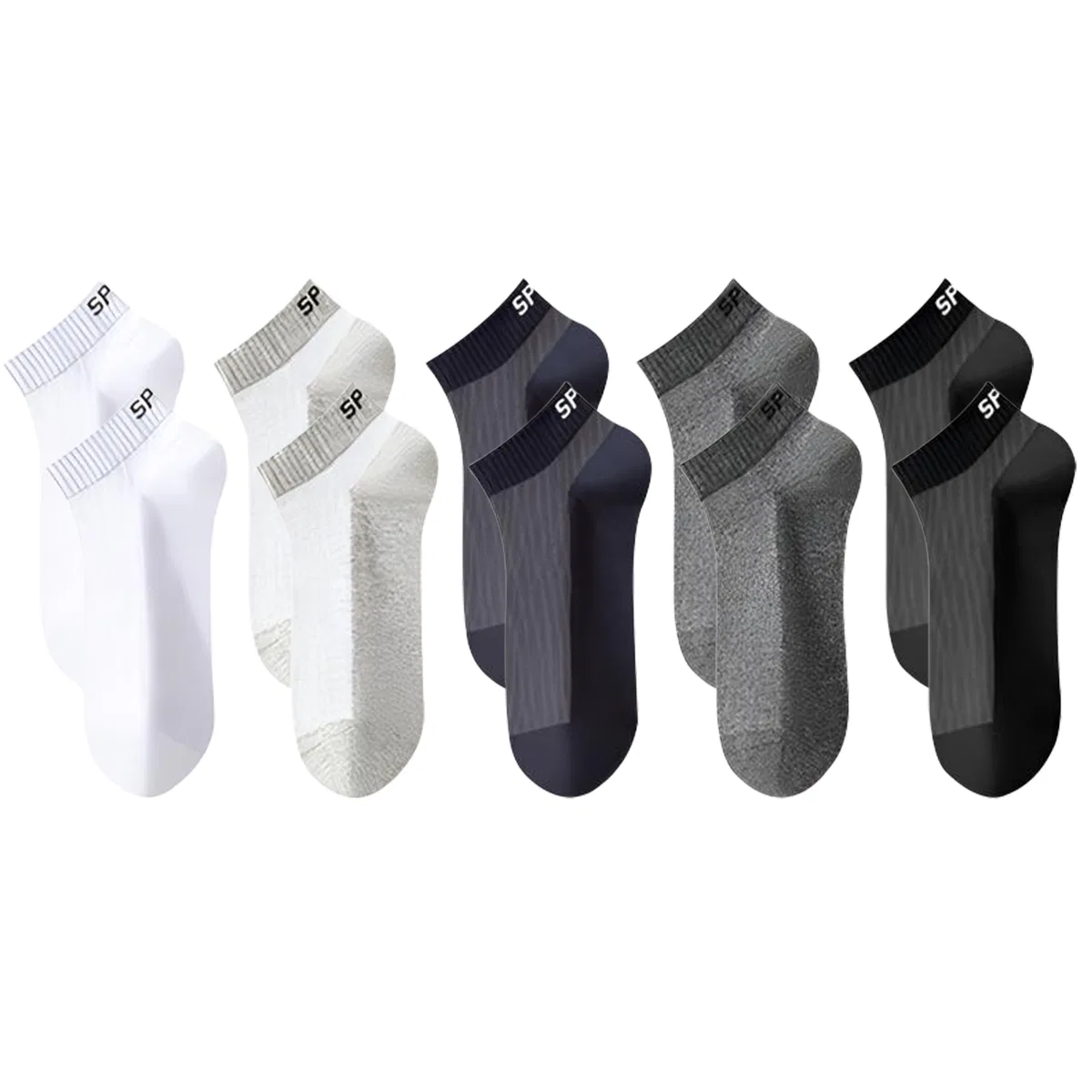 Детские носки-невидимки 5 пар Lanza, Dark Gray+Black+White+Light Gray+Navy Blue