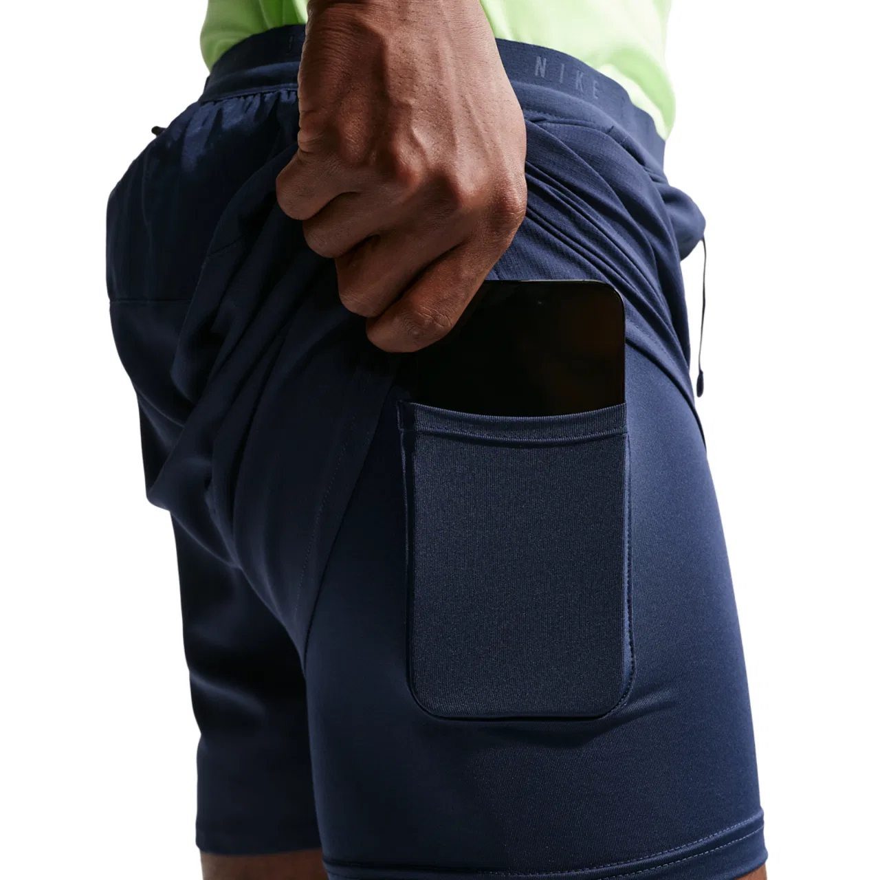 Мужские шорты для бега с принтом Nike Dri-FIT Stride 2in1 5" Shorts, Midnight Navy/Reflective Silver — фото 3