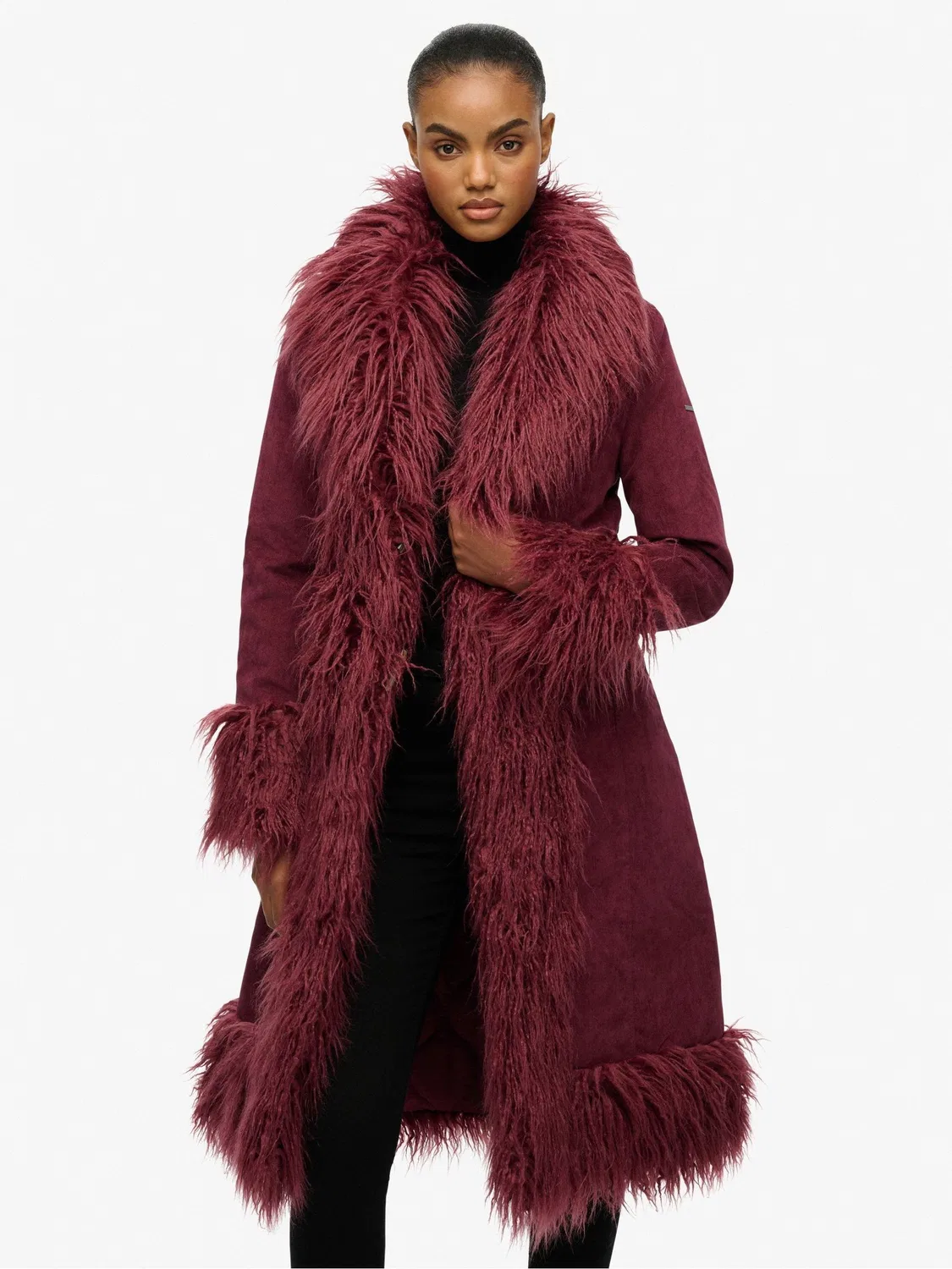 Пальто длинное афганское Corduroy Superdry, фиолетовый