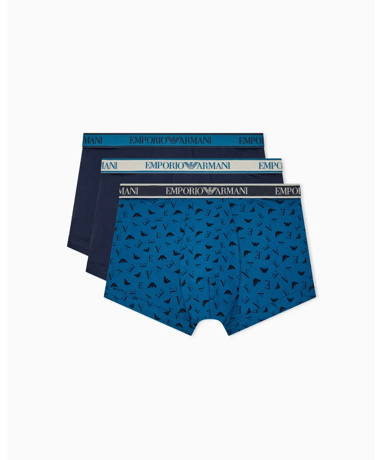 Мужские боксеры регулярного кроя из хлопка, 3 шт. EMPORIO ARMANI, Blue