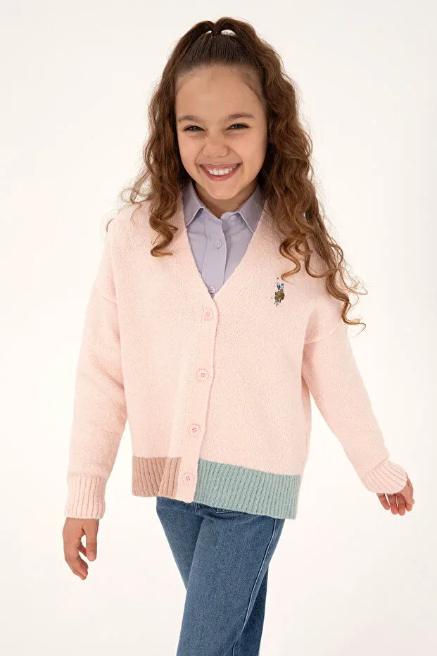 Детский кардиган для девочек с длинным рукавом U.S. Polo Assn., Light Pink