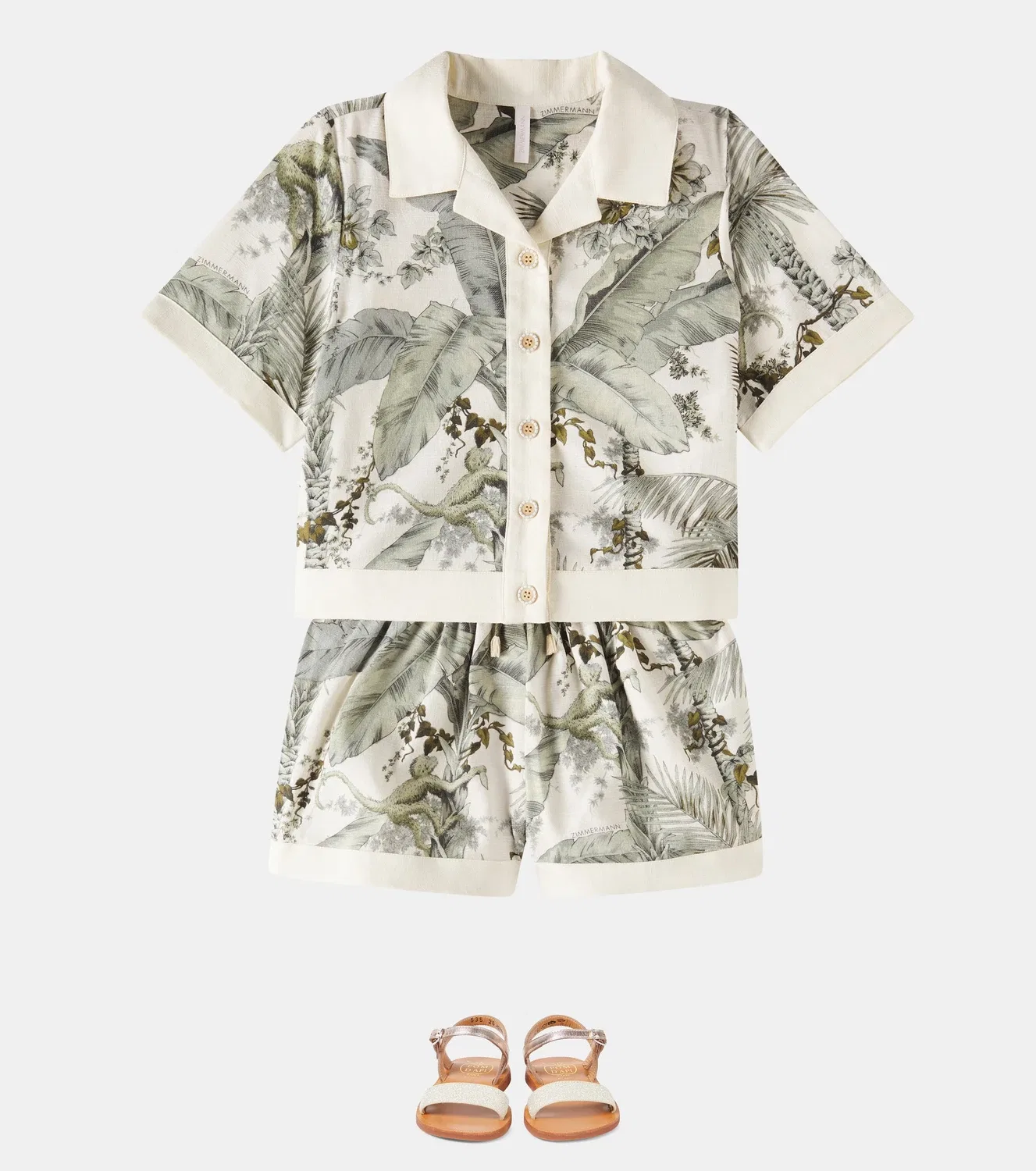 Рубашка с цветочным принтом Zimmermann Kids, зеленый — фото 2