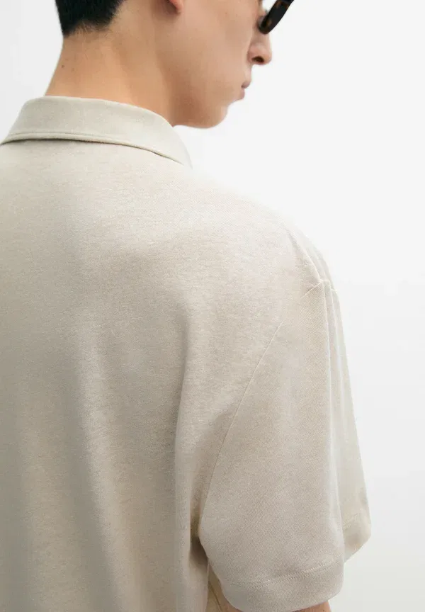Поло из льна и хлопка Polo shirt Massimo Dutti, темно-коричневый — фото 4