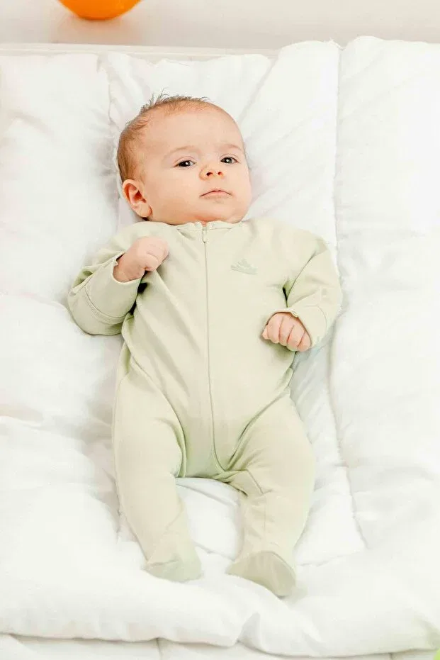 Детский комплект для новорожденных с воротником-питер пэн Newborn Baby Girl and Boy Organic Zippered Jumpsuit Set Minimus, Green — фото 3