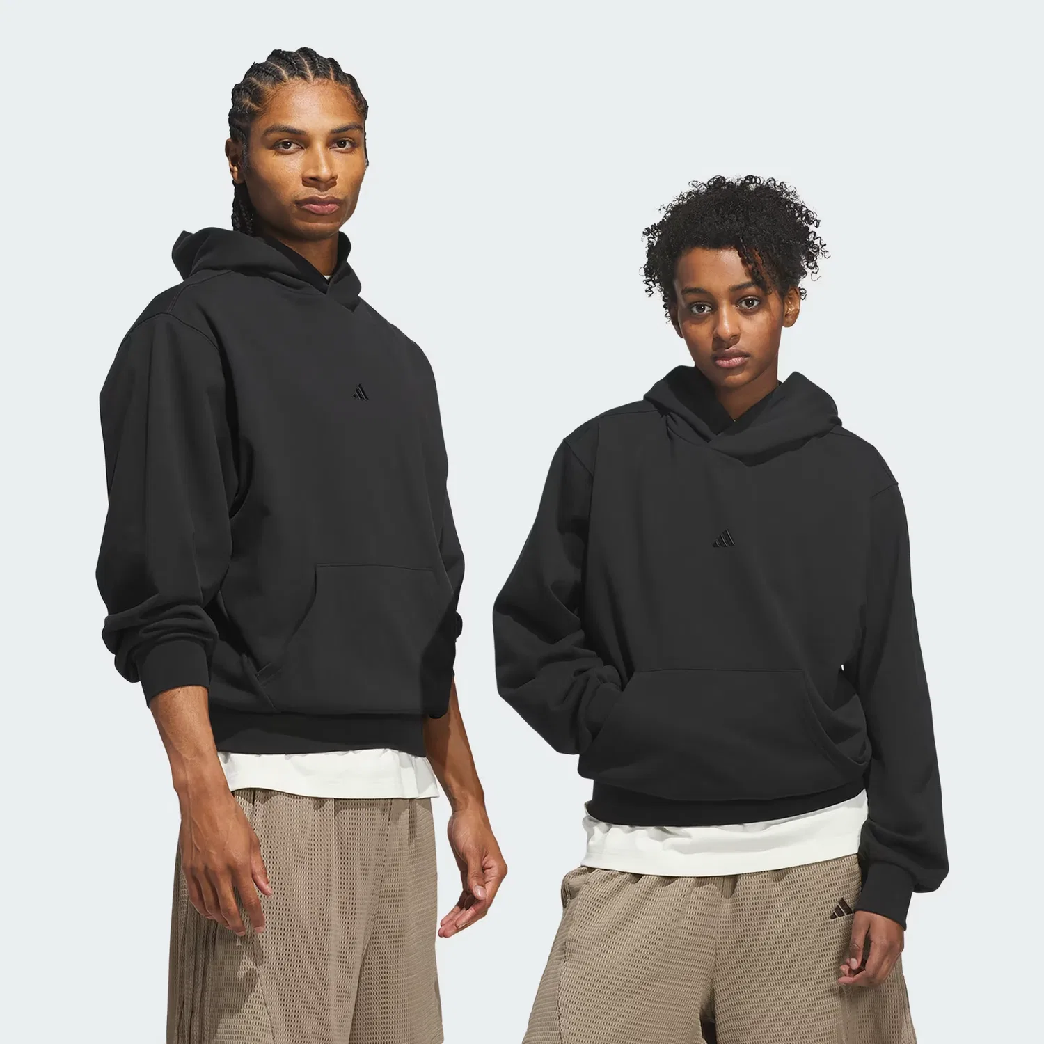 Худи свободного кроя из флиса Basketball Fleece Hoodie Adidas Performance, черный