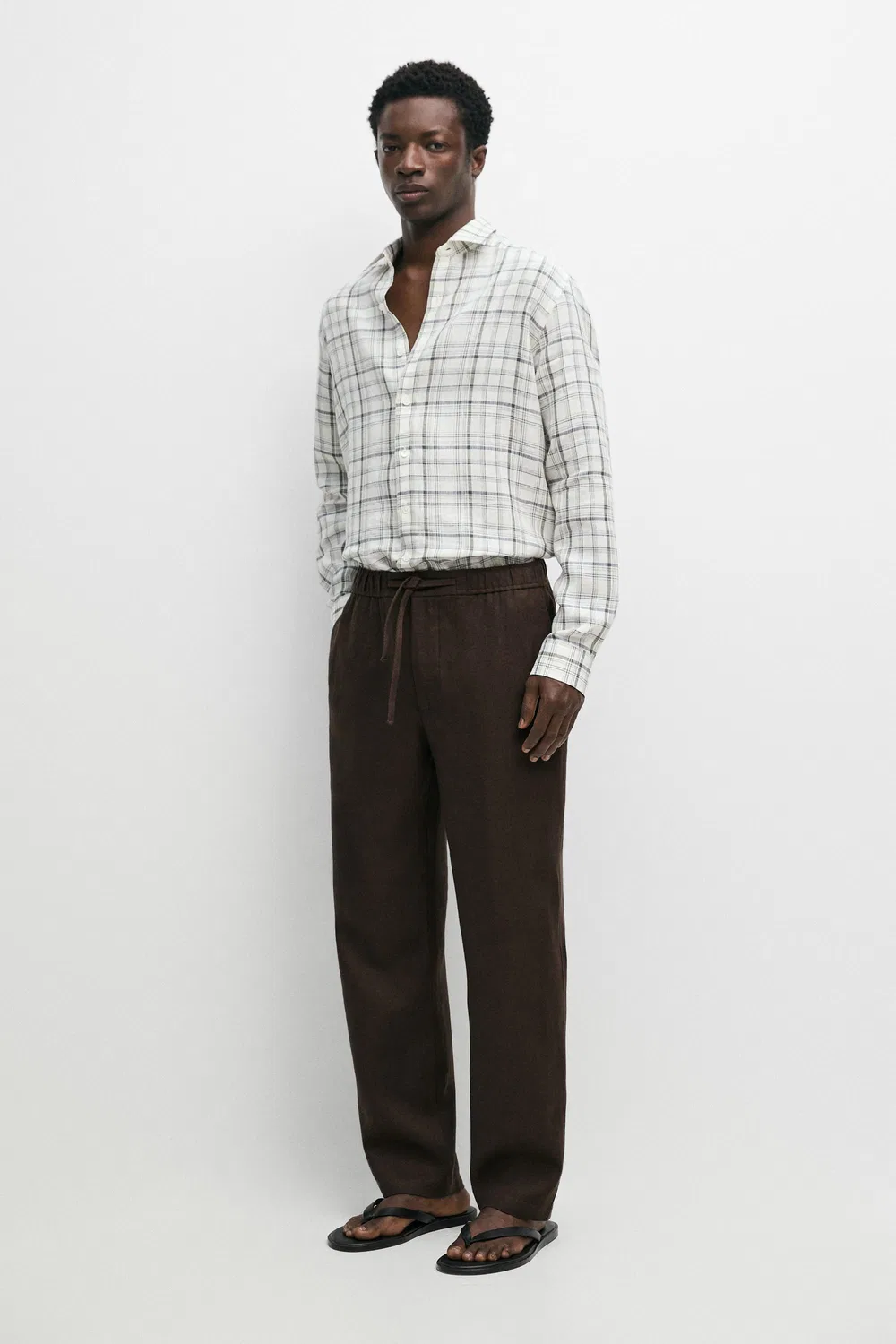 Льняные спортивные брюки Massimo Dutti, коричневый