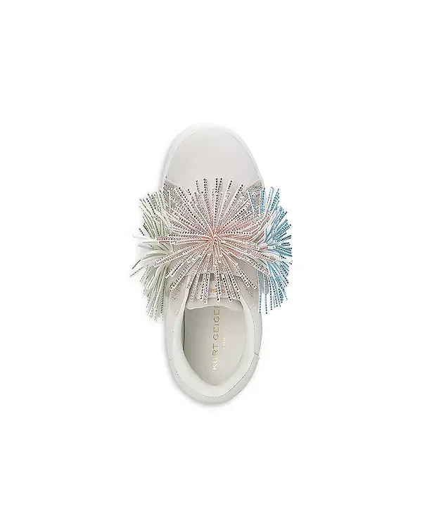 Детские кроссовки для девочек с бахромой Mini Laney Fringed Leather Sneakers Kurt Geiger London, белый — фото 3